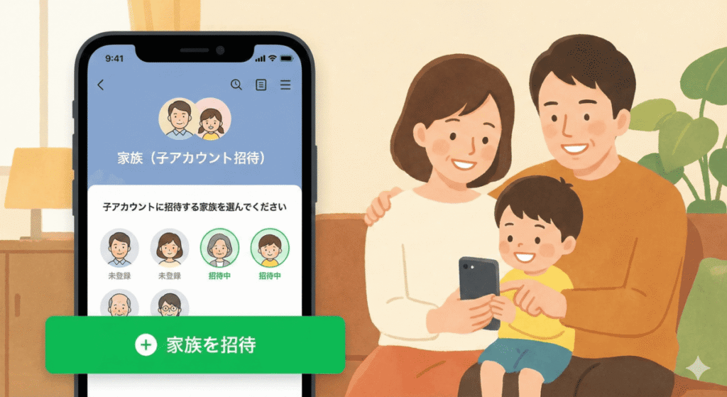 【招待編】LINEで簡単！家族を子アカウントに誘う方法