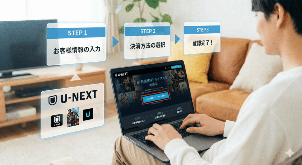 【登録方法】U-NEXTの31日間無料トライアルのやり方