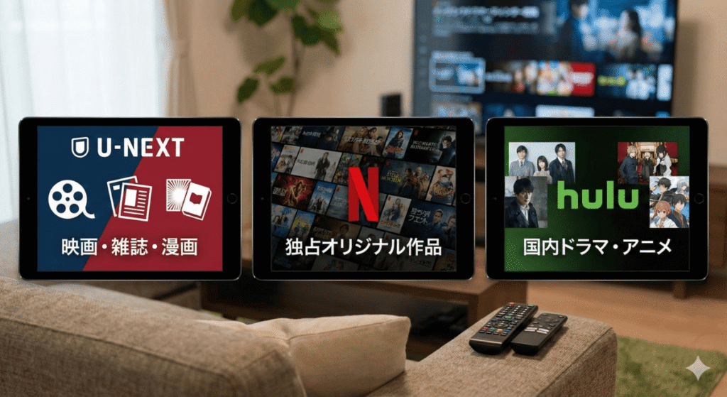 U-NEXT vs Netflix vs Hulu：主要VODサービスを比較