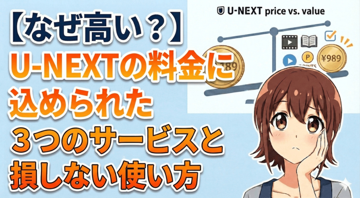 【なぜ高い？】U-NEXTの料金に込められた3つのサービスと損しない使い方のアイキャッチ画像