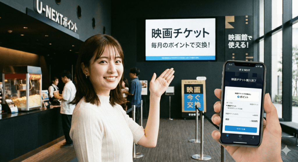 U-NEXTなら「毎月のポイント」で映画チケットが買える