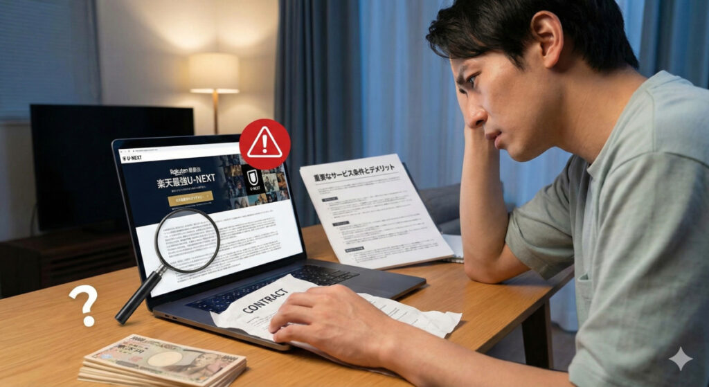 契約前に必ず確認！Rakuten最強U-NEXTの注意点とデメリット
