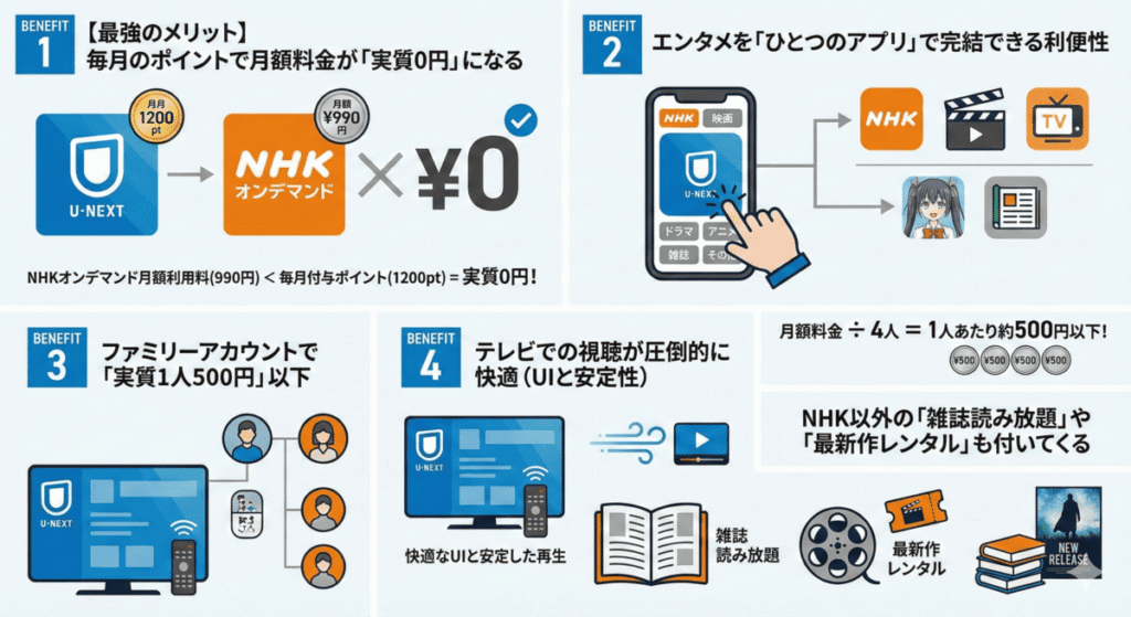 NHKオンデマンドをU-NEXT経由で契約すべき5つのメリット