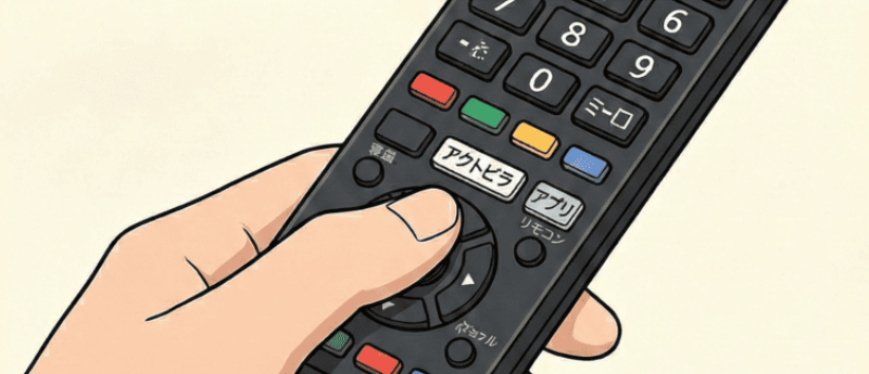 リモコンの「アクトビラ」や「アプリ」ボタンを押す