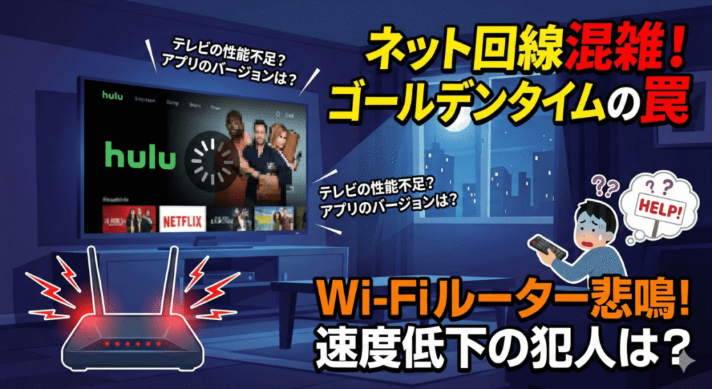 なぜ夜だけ?Huluがテレビで止まる・重くなる主な原因とは
