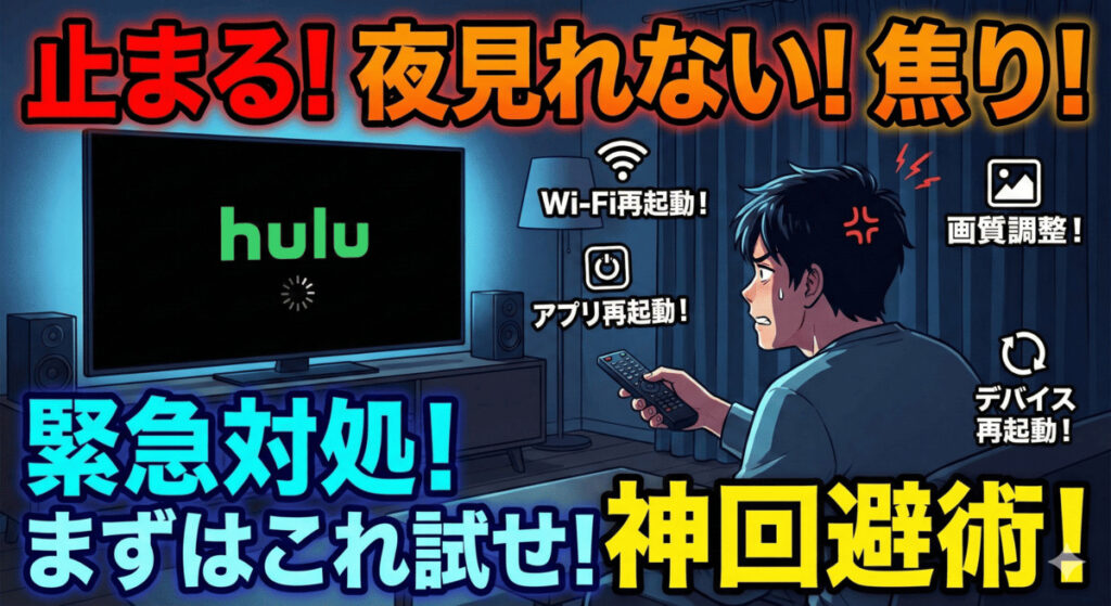 Huluがテレビで止まる!夜に見れない時の緊急対処法【まずはここから】