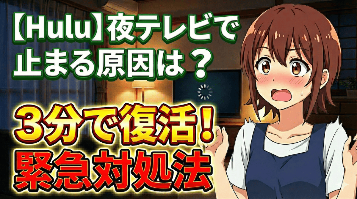 【Hulu】夜テレビで止まる原因は？3分で復活させる緊急対処法