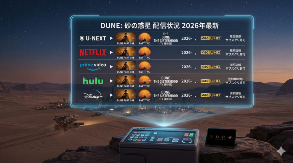 DUNE/デューン 砂の惑星の配信状況一覧【2026年最新】