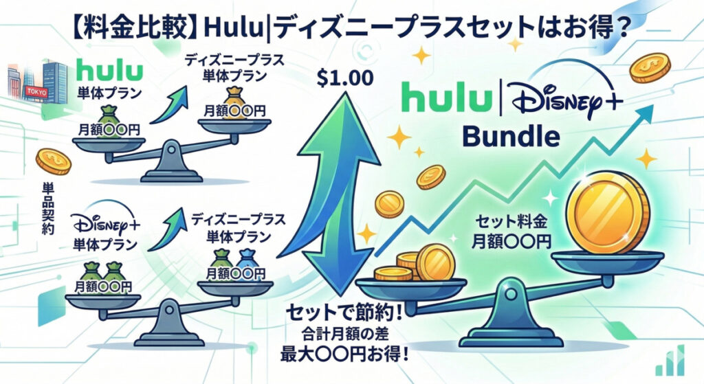 【料金比較】Hulu|ディズニープラスセットはいくら？個別契約よりお得？