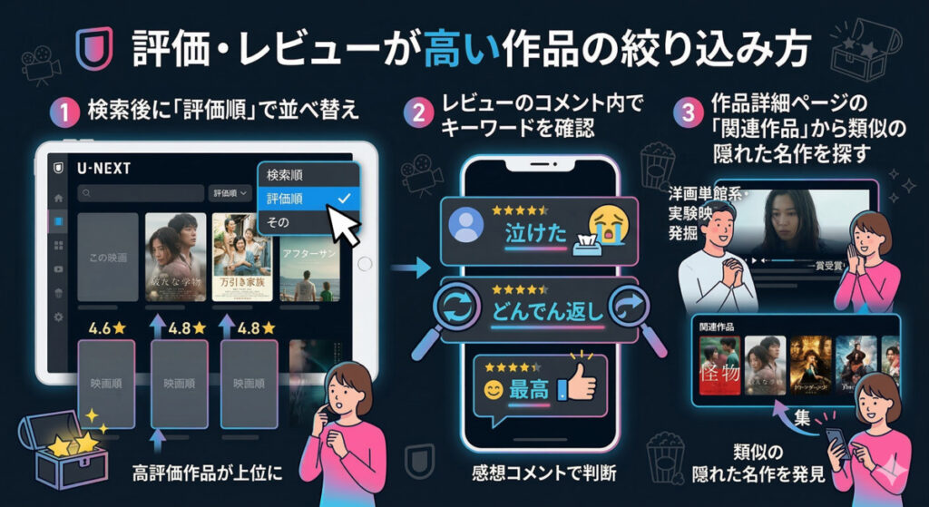 評価・レビューが高い作品の絞り込み方