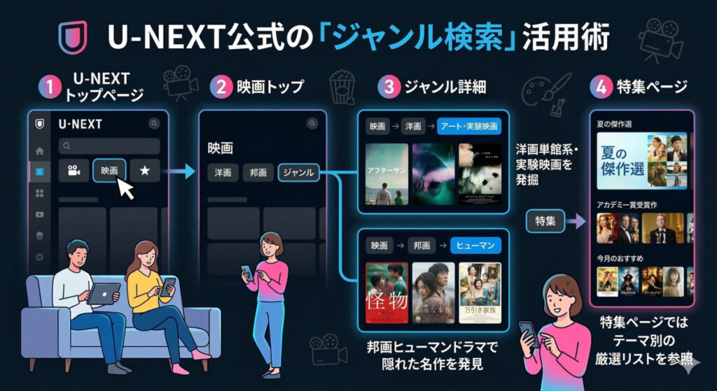 U-NEXT公式の「ジャンル検索」活用術