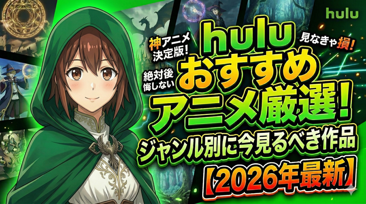 【Hulu】おすすめアニメ厳選！ジャンル別に今見るべき作品【2026年最新】のアイキャッチ画像