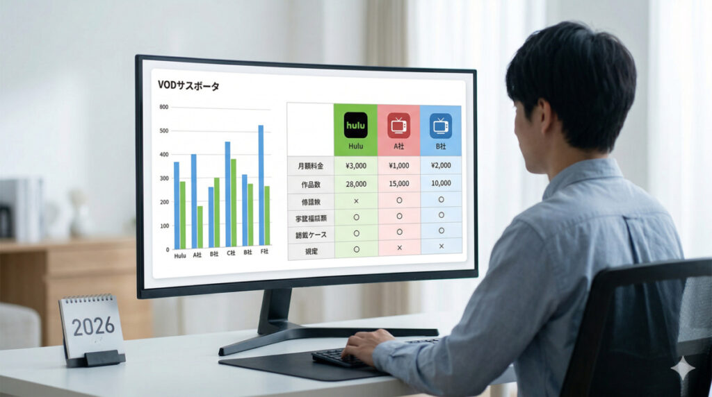 【Hulu】基本情報と他VODとの料金比較