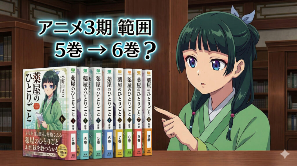 【薬屋のひとりごと】アニメ3期は原作の何巻から何巻まで？
