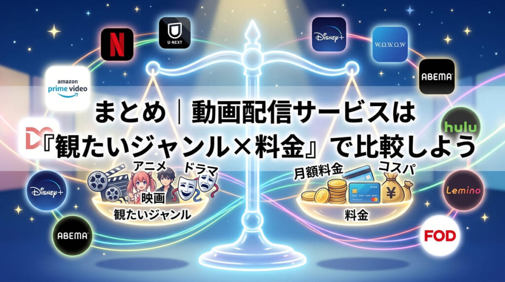 まとめ｜動画配信サービスは「観たいジャンル×料金」で比較しよう